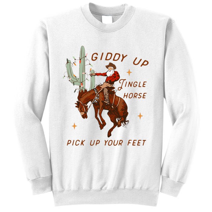 Giddy Up Jingle Horse Pick Up Your Feet Cowboy Santa Xmas  Sweatshirt