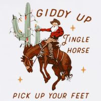 Giddy Up Jingle Horse Pick Up Your Feet Cowboy Santa Xmas  11oz C Handle Ceramic Mug