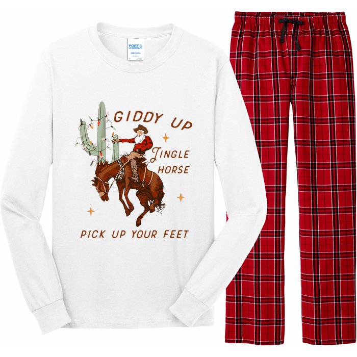 Giddy Up Jingle Horse Pick Up Your Feet Cowboy Santa Xmas  Long Sleeve Pajama Set