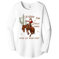 Giddy Up Jingle Horse Pick Up Your Feet Cowboy Santa Xmas  Women's Perfect Tri Tunic Long Sleeve Shirt