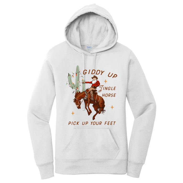 Giddy Up Jingle Horse Pick Up Your Feet Cowboy Santa Xmas  Women's Pullover Hoodie