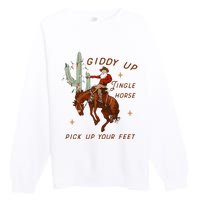 Giddy Up Jingle Horse Pick Up Your Feet Cowboy Santa Xmas  Premium Crewneck Sweatshirt