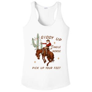 Giddy Up Jingle Horse Pick Up Your Feet Cowboy Santa Xmas  Ladies PosiCharge Competitor Racerback Tank