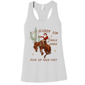 Giddy Up Jingle Horse Pick Up Your Feet Cowboy Santa Xmas  Women's Racerback Tank