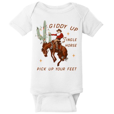 Giddy Up Jingle Horse Pick Up Your Feet Cowboy Santa Xmas  Baby Bodysuit