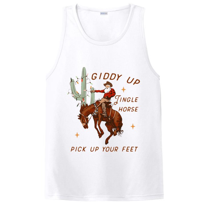 Giddy Up Jingle Horse Pick Up Your Feet Cowboy Santa Xmas  PosiCharge Competitor Tank