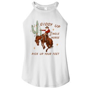 Giddy Up Jingle Horse Pick Up Your Feet Cowboy Santa Xmas  Women's Perfect Tri Rocker Tank