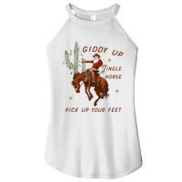 Giddy Up Jingle Horse Pick Up Your Feet Cowboy Santa Xmas  Women's Perfect Tri Rocker Tank