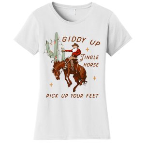 Giddy Up Jingle Horse Pick Up Your Feet Cowboy Santa Xmas  Women's T-Shirt