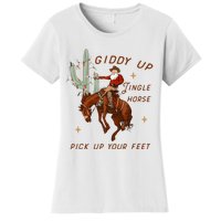 Giddy Up Jingle Horse Pick Up Your Feet Cowboy Santa Xmas  Women's T-Shirt