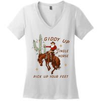 Giddy Up Jingle Horse Pick Up Your Feet Cowboy Santa Xmas  Women's V-Neck T-Shirt