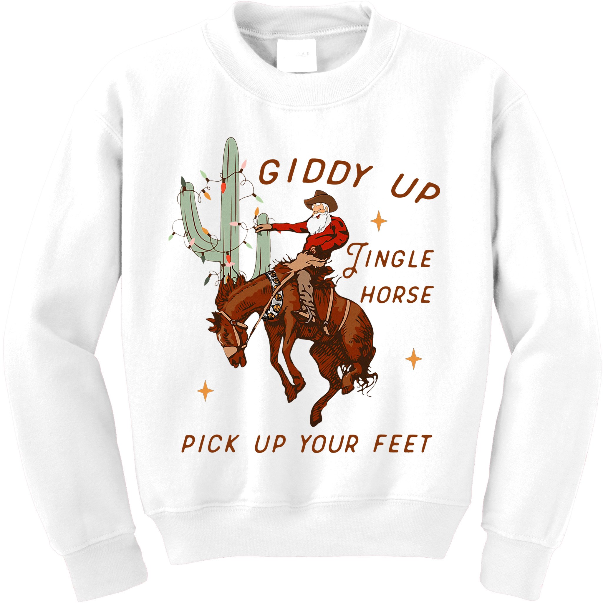 Giddy Up Jingle Horse Pick Up Your Feet Cowboy Santa Xmas  Kids Sweatshirt
