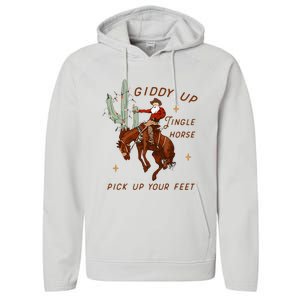 Giddy Up Jingle Horse Cowboy Cowgirl Western Christmas Performance Fleece Hoodie