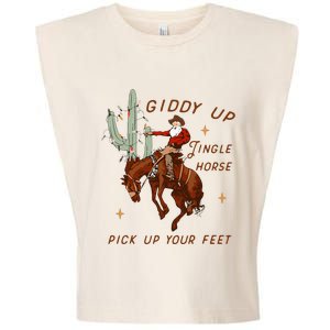 Giddy Up Jingle Horse Cowboy Cowgirl Western Christmas Garment-Dyed Women's Muscle Tee