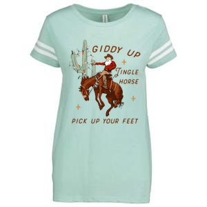 Giddy Up Jingle Horse Cowboy Cowgirl Western Christmas Enza Ladies Jersey Football T-Shirt