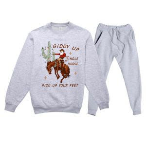 Giddy Up Jingle Horse Cowboy Cowgirl Western Christmas Premium Crewneck Sweatsuit Set