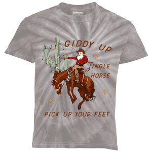 Giddy Up Jingle Horse Cowboy Cowgirl Western Christmas Kids Tie-Dye T-Shirt