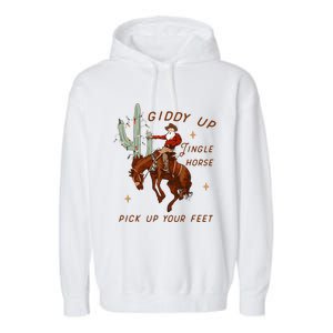 Giddy Up Jingle Horse Cowboy Cowgirl Western Christmas Garment-Dyed Fleece Hoodie