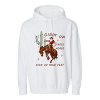 Giddy Up Jingle Horse Cowboy Cowgirl Western Christmas Garment-Dyed Fleece Hoodie