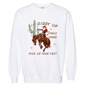 Giddy Up Jingle Horse Cowboy Cowgirl Western Christmas Garment-Dyed Sweatshirt