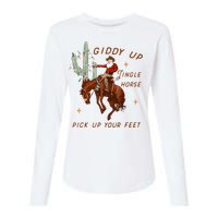 Giddy Up Jingle Horse Cowboy Cowgirl Western Christmas Womens Cotton Relaxed Long Sleeve T-Shirt