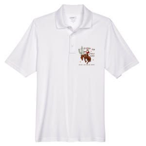 Giddy Up Jingle Horse Cowboy Cowgirl Western Christmas Men's Origin Performance Pique Polo