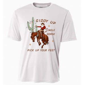 Giddy Up Jingle Horse Cowboy Cowgirl Western Christmas Cooling Performance Crew T-Shirt