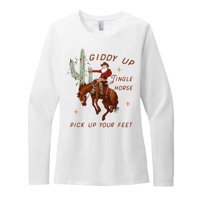 Giddy Up Jingle Horse Cowboy Cowgirl Western Christmas Womens CVC Long Sleeve Shirt