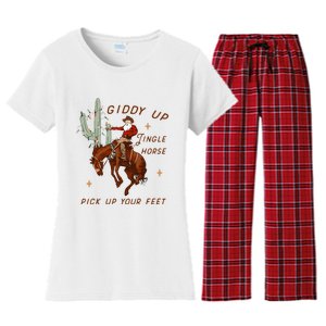 Giddy Up Jingle Horse Cowboy Cowgirl Western Christmas Women's Flannel Pajama Set