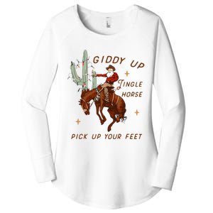 Giddy Up Jingle Horse Cowboy Cowgirl Western Christmas Women's Perfect Tri Tunic Long Sleeve Shirt