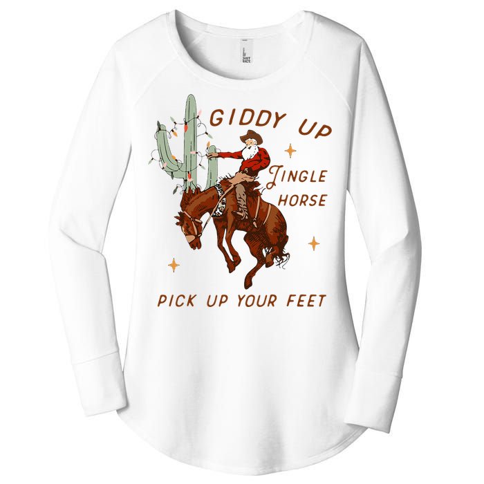 Giddy Up Jingle Horse Cowboy Cowgirl Western Christmas Women's Perfect Tri Tunic Long Sleeve Shirt