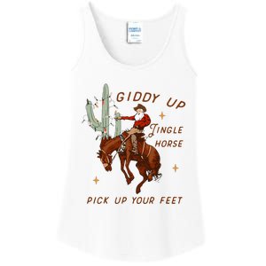 Giddy Up Jingle Horse Cowboy Cowgirl Western Christmas Ladies Essential Tank