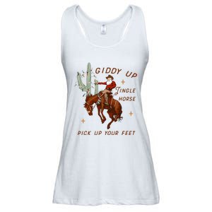 Giddy Up Jingle Horse Cowboy Cowgirl Western Christmas Ladies Essential Flowy Tank