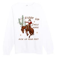 Giddy Up Jingle Horse Cowboy Cowgirl Western Christmas Premium Crewneck Sweatshirt