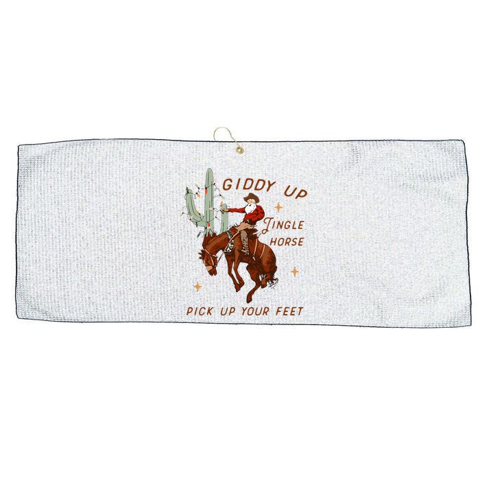 Giddy Up Jingle Horse Cowboy Cowgirl Western Christmas Large Microfiber Waffle Golf Towel