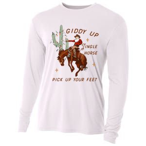 Giddy Up Jingle Horse Cowboy Cowgirl Western Christmas Cooling Performance Long Sleeve Crew