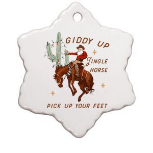 Giddy Up Jingle Horse Cowboy Cowgirl Western Christmas Ceramic Star Ornament