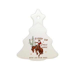 Giddy Up Jingle Horse Cowboy Cowgirl Western Christmas Ceramic Tree Ornament