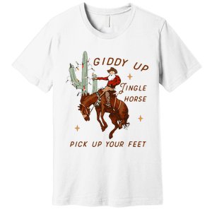 Giddy Up Jingle Horse Cowboy Cowgirl Western Christmas Premium T-Shirt