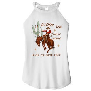 Giddy Up Jingle Horse Cowboy Cowgirl Western Christmas Women's Perfect Tri Rocker Tank