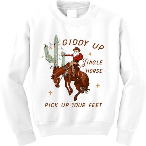 Giddy Up Jingle Horse Cowboy Cowgirl Western Christmas Kids Sweatshirt