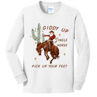 Giddy Up Jingle Horse Cowboy Cowgirl Western Christmas Kids Long Sleeve Shirt