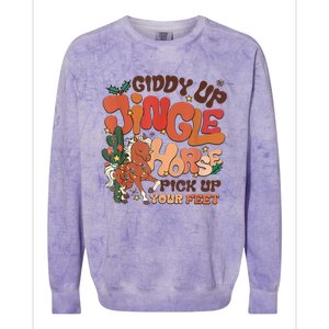 Giddy Up Jingle Horse Pick Up Your Feet Howdy Christmas Gift Colorblast Crewneck Sweatshirt