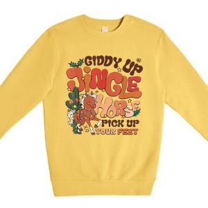 Giddy Up Jingle Horse Pick Up Your Feet Howdy Christmas Gift Premium Crewneck Sweatshirt