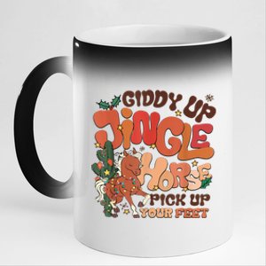 Giddy Up Jingle Horse Pick Up Your Feet Howdy Christmas Gift 11oz Black Color Changing Mug