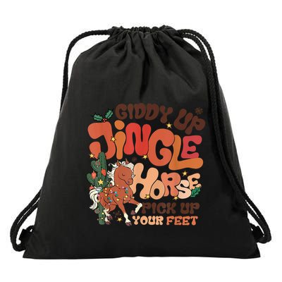 Giddy Up Jingle Horse Pick Up Your Feet Howdy Christmas Gift Drawstring Bag