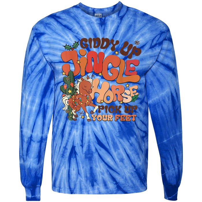 Giddy Up Jingle Horse Pick Up Your Feet Howdy Christmas Gift Tie-Dye Long Sleeve Shirt