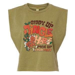 Giddy Up Jingle Horse Pick Up Your Feet Howdy Christmas Gift Garment-Dyed Women's Muscle Tee