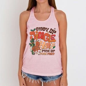 Giddy Up Jingle Horse Pick Up Your Feet Howdy Christmas Gift Women's Knotted Racerback Tank