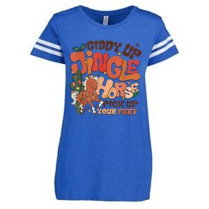 Giddy Up Jingle Horse Pick Up Your Feet Howdy Christmas Gift Enza Ladies Jersey Football T-Shirt